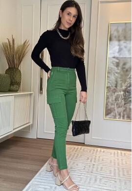 CALÇA CARGO MOM FEMININA JADE  COSH  Verde abacate