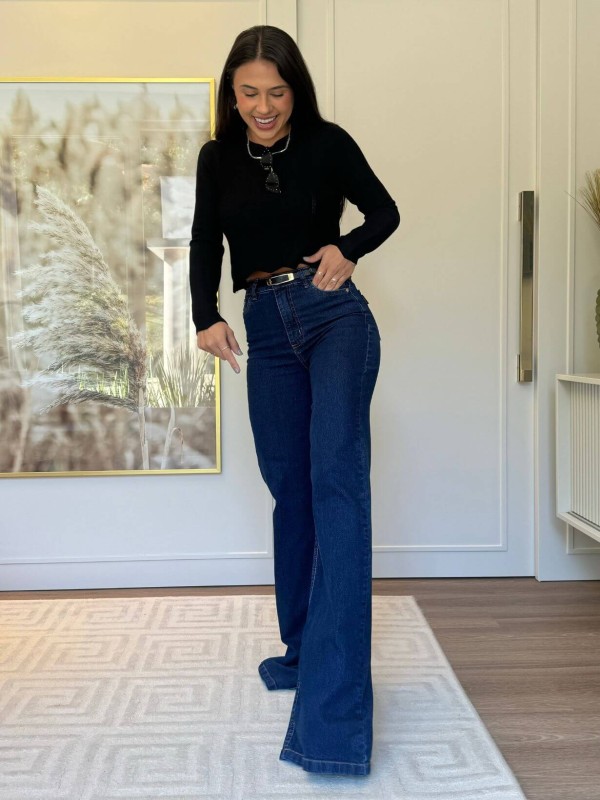 CALÇA JEANS WIDE LEG FEMININA LAIS LONGA  COSH JEANS  Jeans