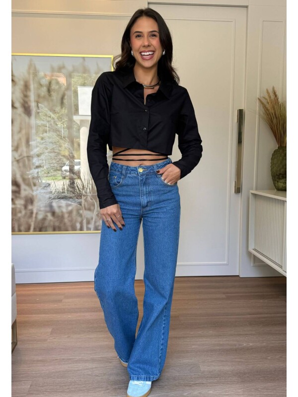 CAMISA CROPPED ELISA - COSH JEANS - Preto