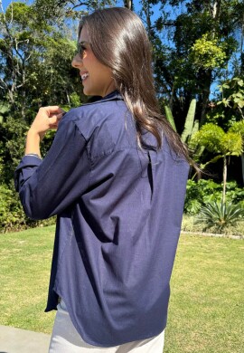 CAMISA FEMININA OVERSIZED JULIA - COSH JEANS - Marinho