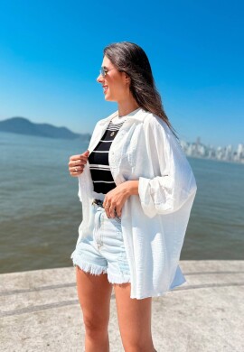 Camisa Feminina Oversized Zetinha  Cosh  Branco