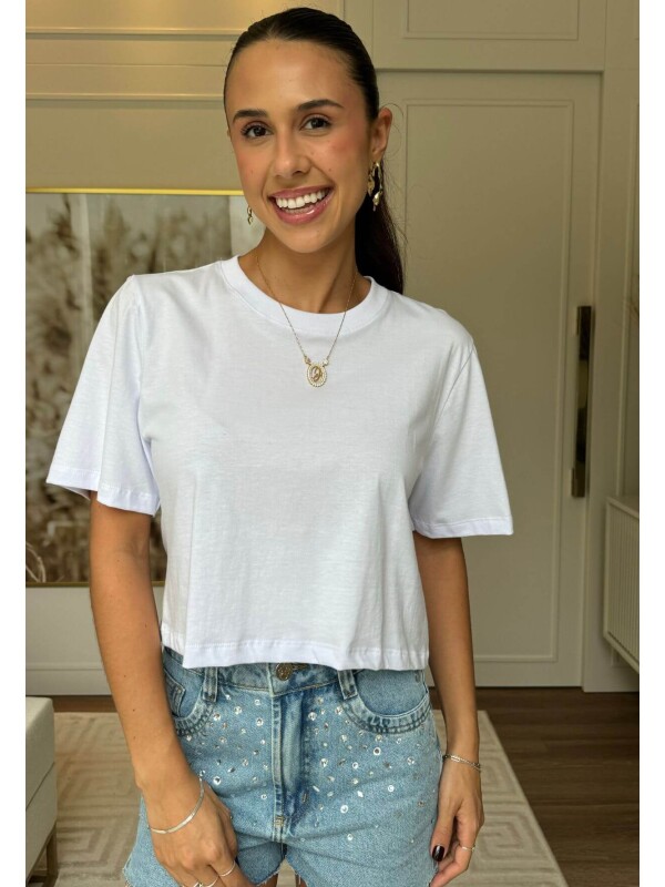 CROPPED FEMININO LISO TAMIRES - COSH JEANS - Branco