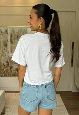 CROPPED FEMININO LISO TAMIRES - COSH JEANS - Branco