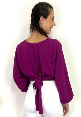 CROPPED LISO DE VISCOSE COM AMARRAÇÃO  COSH JEANS  Roxo