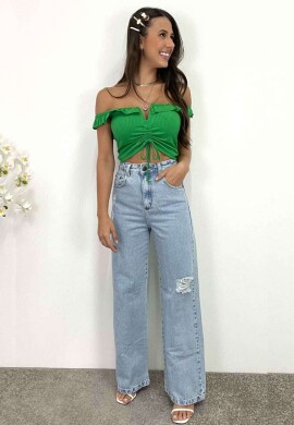 CROPPED RIBANA COM BOJO  COSH JEANS  Verde