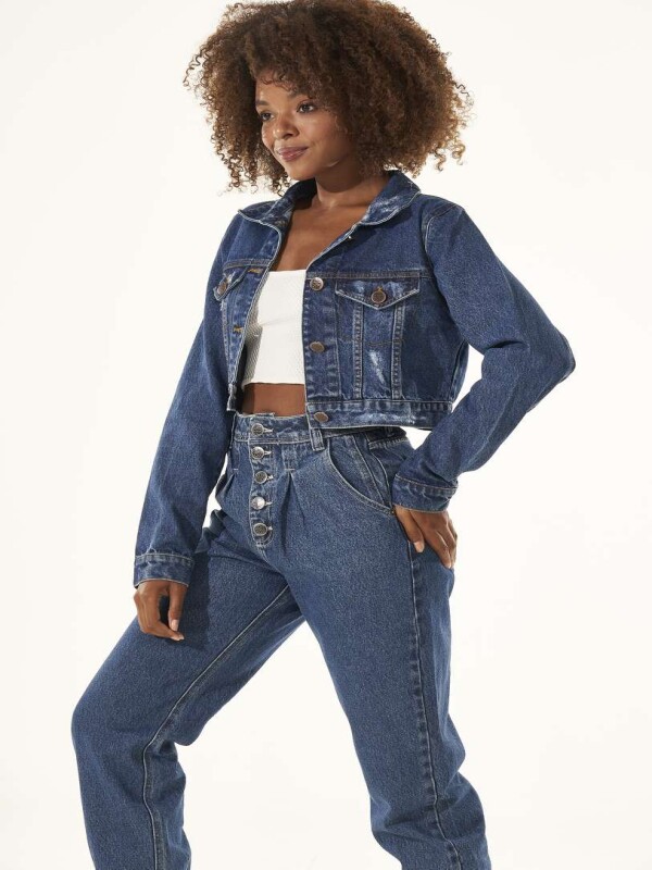 JAQUETA JEANS CROPPED DESTROYED  Jeans