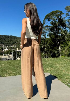 PANTALONA COM ELASTICO NA CINTURA FEMININA - COSH - Caqui