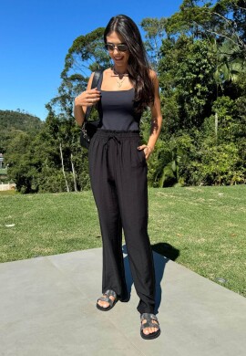 PANTALONA COM ELASTICO NA CINTURA FEMININA - COSH - Preto