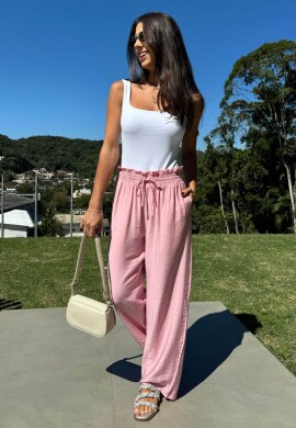 PANTALONA COM ELASTICO NA CINTURA FEMININA - COSH - Rosa