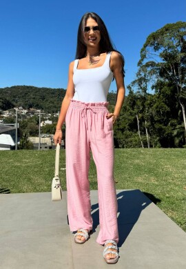 PANTALONA COM ELASTICO NA CINTURA FEMININA - COSH - Rosa