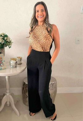 REGATA SOLTA ANIMAL PRINT FLOR DE LIS  COSH JEANS  Onça