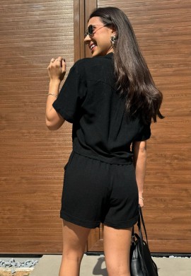 SHORT DE LINHO FEMININO - COSH - Preto