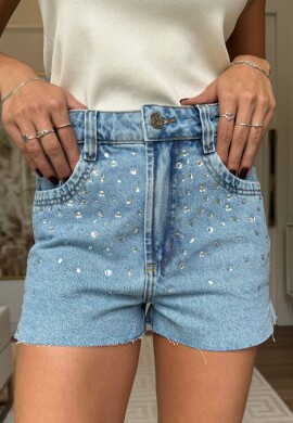 SHORT FEMININO COM STRASS ÁGATA - COSH JEANS - Jeans