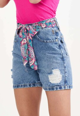 SHORT JEANS MARCIA COM CINTO FEMININO  COSH  Jeans