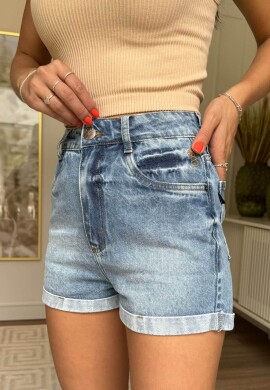 SHORTS FEMININO BOY SALETE  COSH JEANS  Jeans marmorizado
