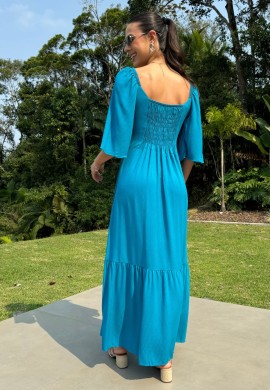 VESTIDO FEMININO COM ELASTICO - COSH - Azul