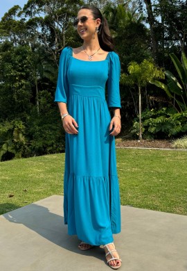 VESTIDO FEMININO COM ELASTICO - COSH - Azul